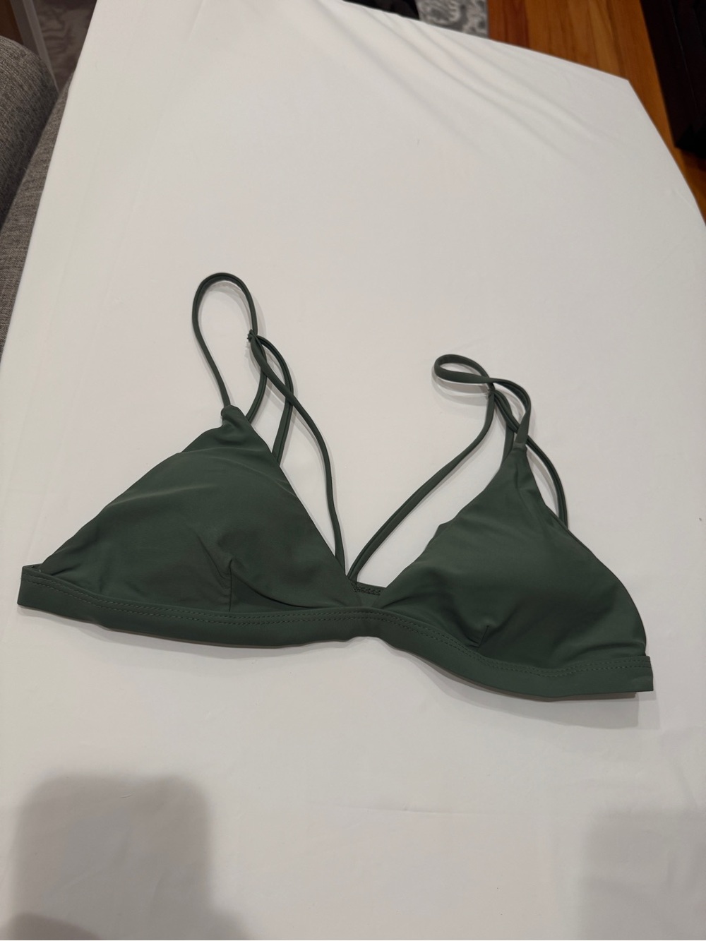 Zaful Forest Green Double-Strap Triangle Bikini Top